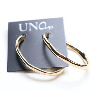 Uno de 50 Gold Tone Open Hoop Earrings $140 New